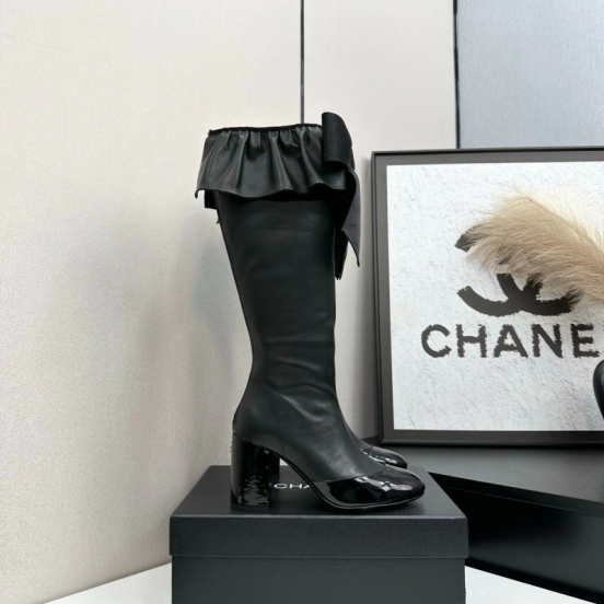 Chanel 2025 SS Bow Detail Block Heel Boots - L Y00600
