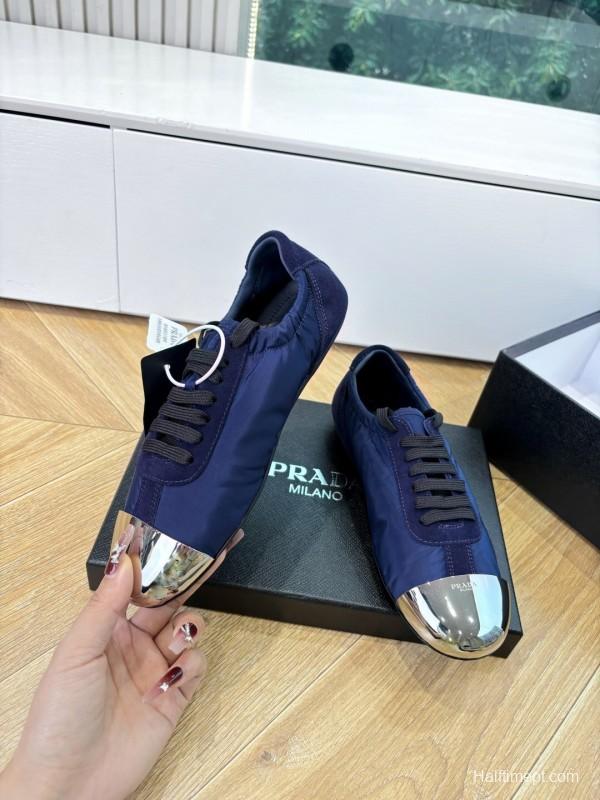 Prada Metal Toe Thin Sole Trainer Casual Shoes - LY00280