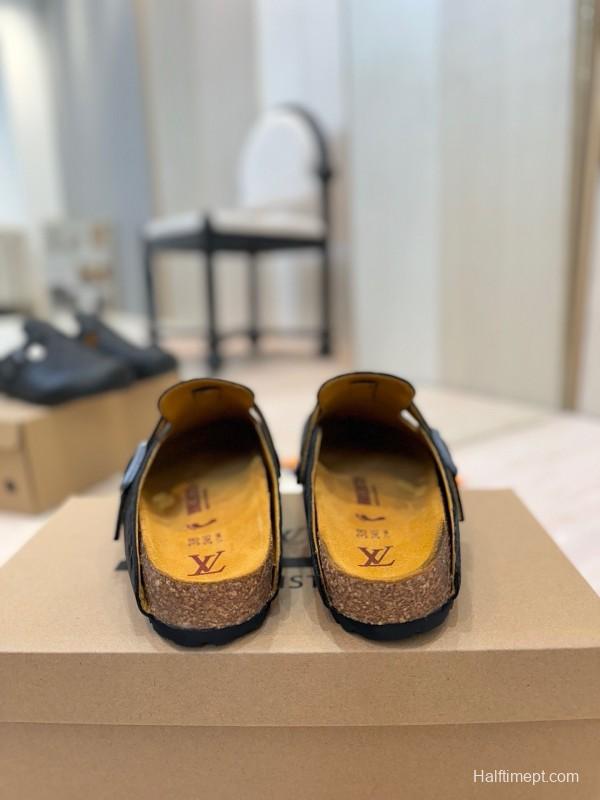 Louis Vuitton Louis Vuitton × BIRKENSTOCK Collaboration Boston Closed-Toe Soft Sole Mule Slippers - KFY00300
