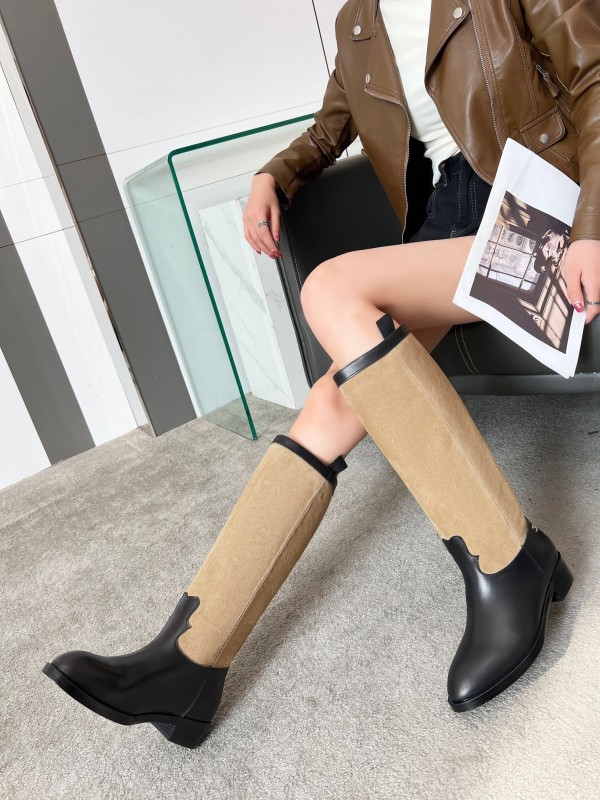 Adidas 2025 SS Western Suede Patchwork Slip-On Riding Boots - LY00400