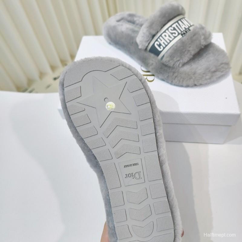 Dior Metal Buckle Wool Slippers Collection - LY00280