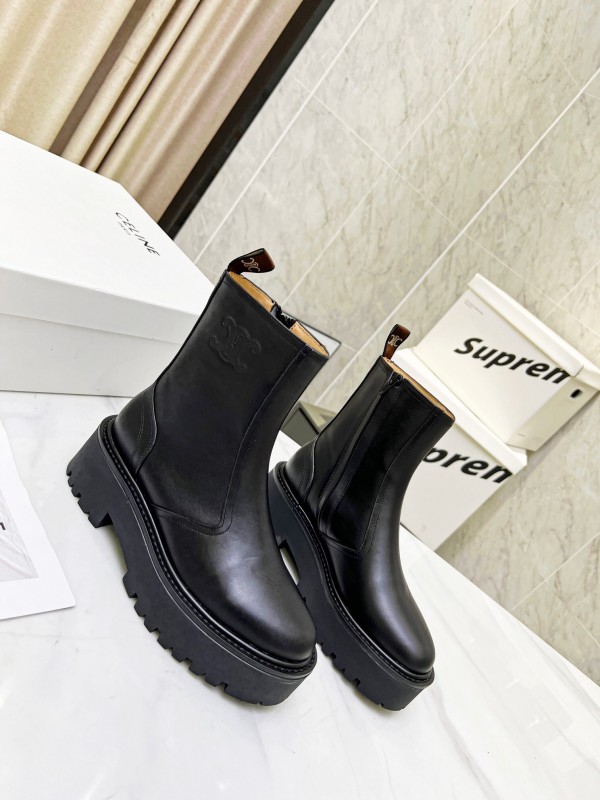 Celine 2025/ss Triomphe Side Zipper Ankle Boots - L Y00320