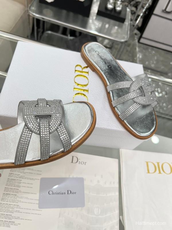 Dior D-Lane Sandals Hollow-out Monogram Flat Slides - LY00220/LY00260