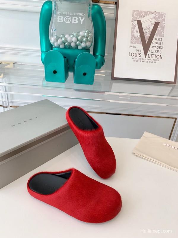 Marni 2025/ss Mule Shoes with Pony Hair Design - LY00
