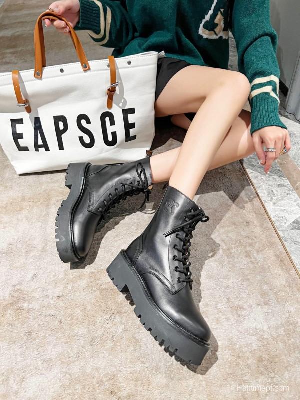 CELINE Triomphe Thin Strap Platform Ankle Boots - L Y00320