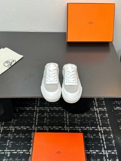 Hermes Deep Series Couple White Sneakers Casual Skate Shoes - AS00320