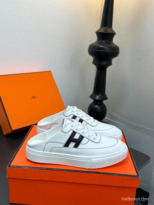 Hermès Deep Series Couple White Sneakers Casual Skate Shoes - AS00320