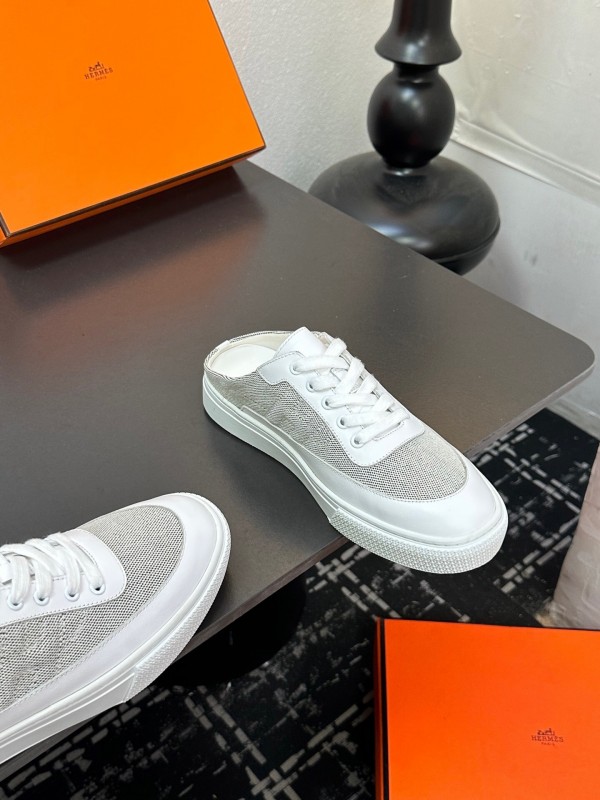 Hermes Deep Series Couple White Sneakers Casual Skate Shoes - AS00320
