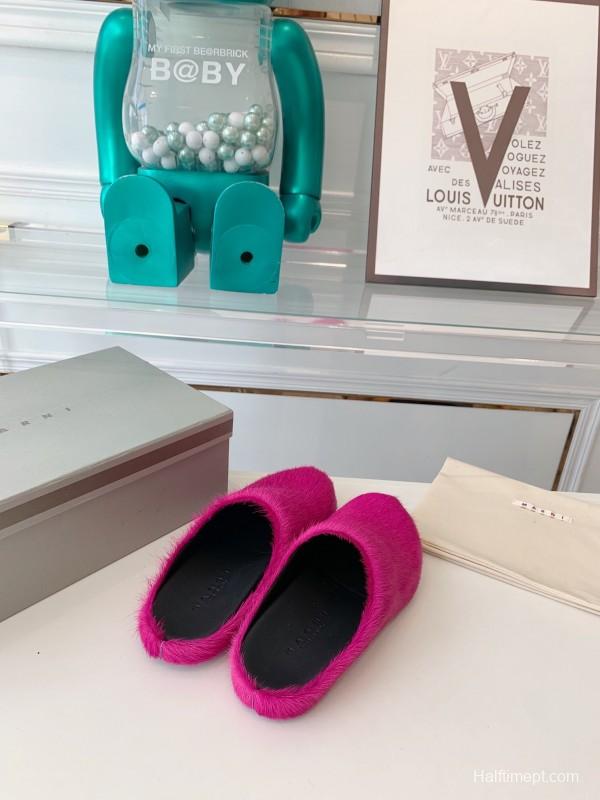 Marni 2025/SS Mule Shoes with Pony Hair Design - LY00