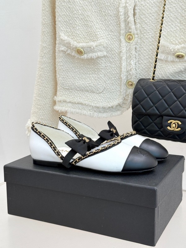Chanel 2025 SS Hollow Chain Bow Mary Jane Shoes - KFY00290/KFY00300
