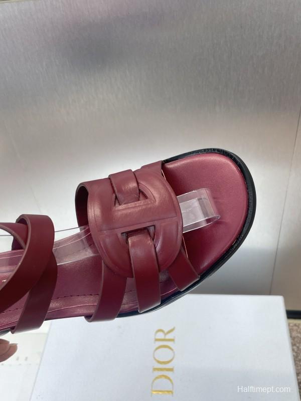 Dior D-Club Jelly Color Hollow Layered Cross Strap Mid Heel Women Shoes - KFY00290