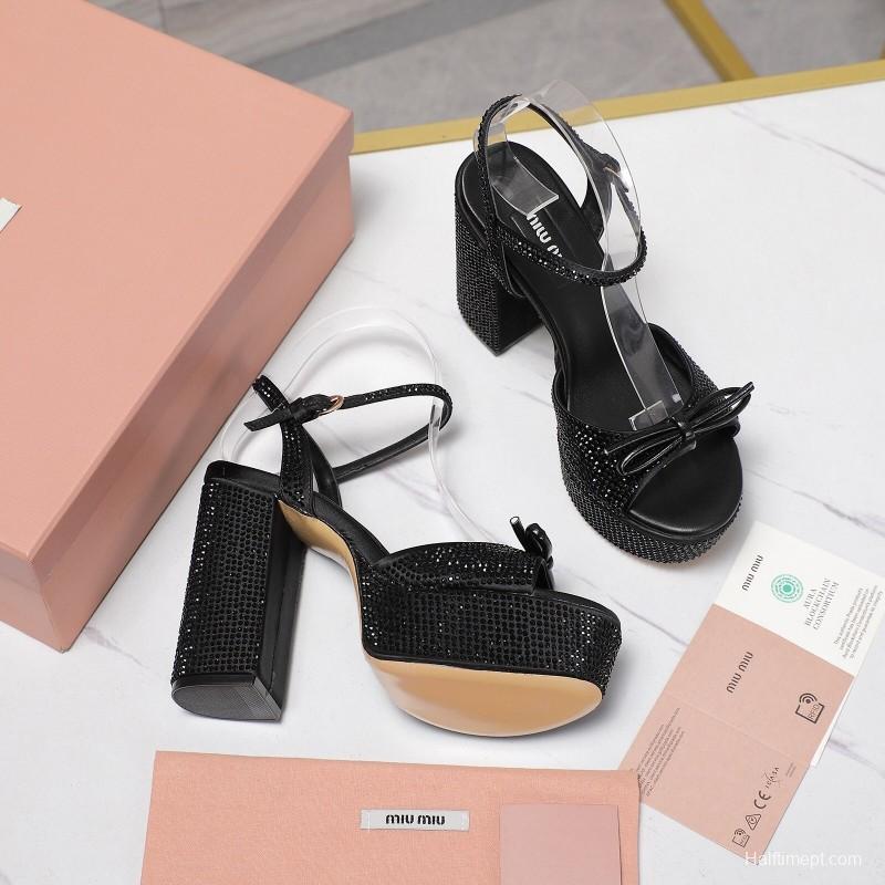 MIUMIU Bling Crystal Sandals with Swarovski Elements - KFY00340