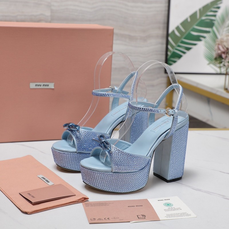 MIUMIU Bling Bling Swarovski Crystal Sandals with 11.5cm Heel - KFY00340