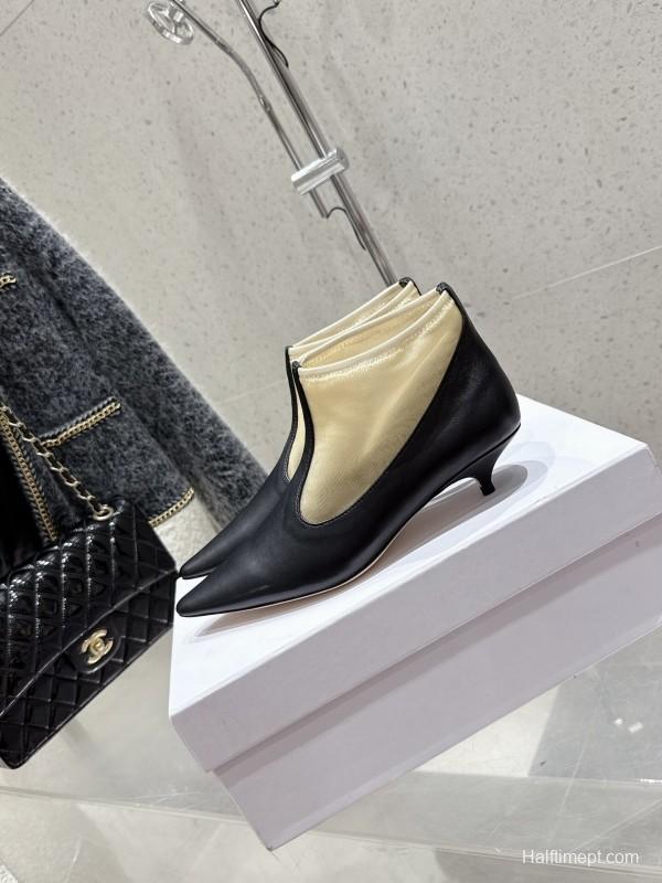 THEROW 2025SS French Retro Simple Style Mesh Kitten Heel Sandals - KFY00320