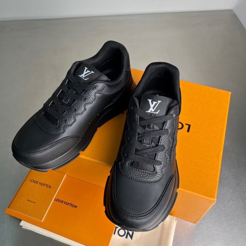 Lv Classic Leather Round Toe Lace-Up Low Top Casual Shoes - YC