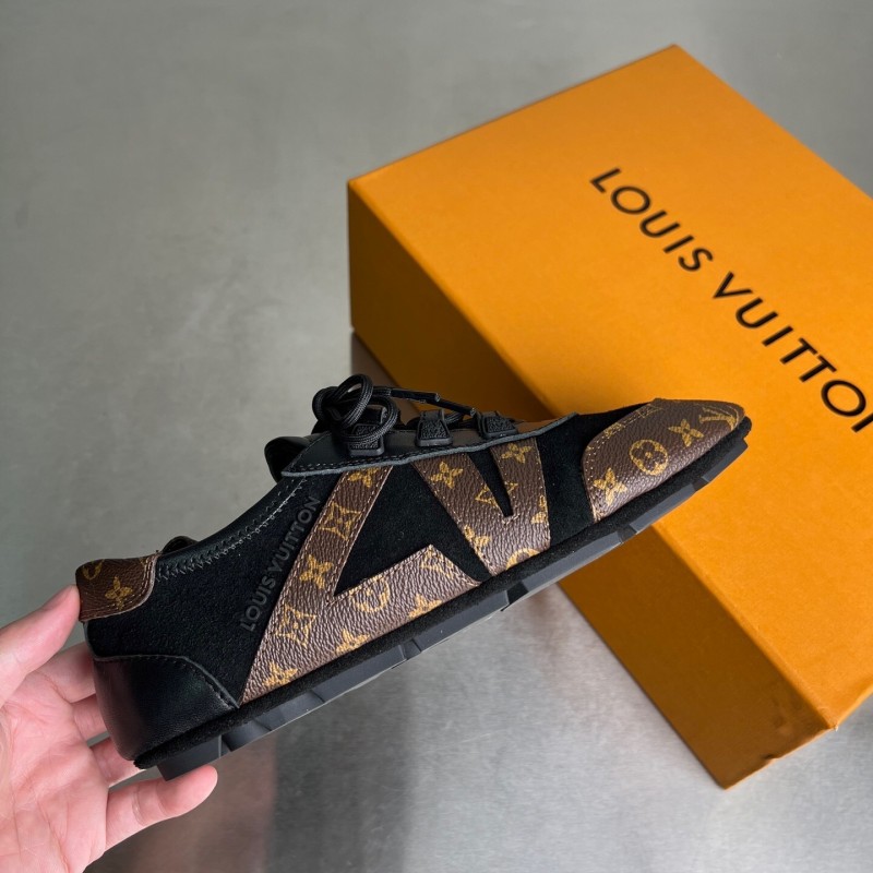 Lv Sneakerina 2025 SS Ballet Round Toe Lace-Up Low Top Lifestyle Casual Shoes - YC