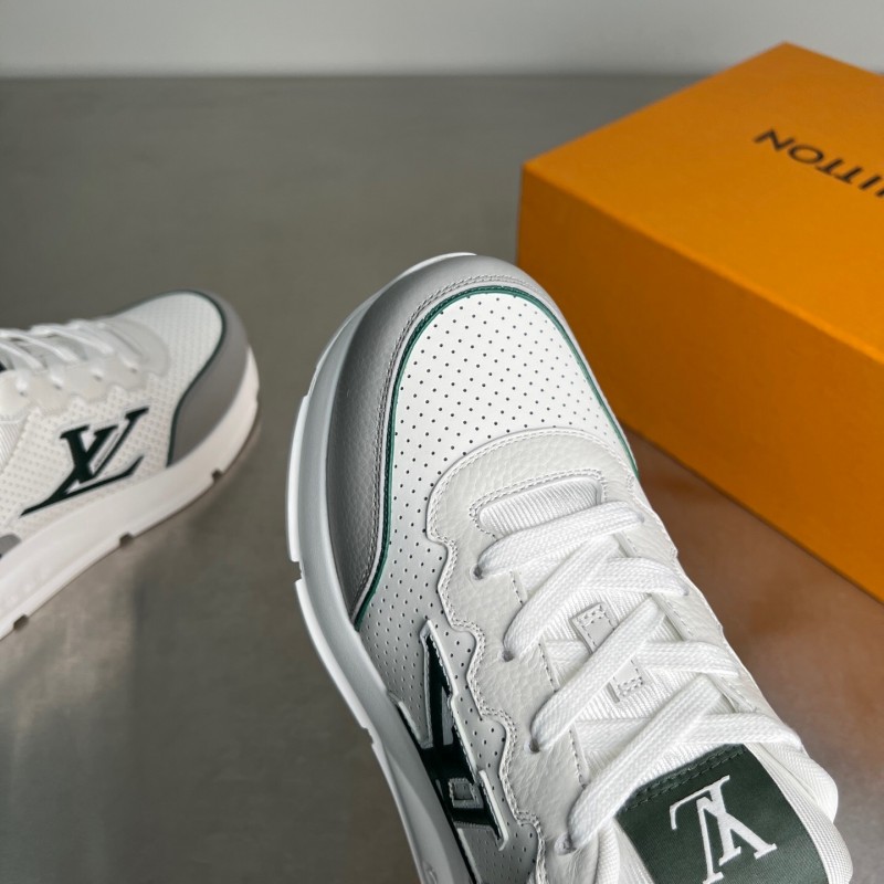 Lv Classic Leather Round Toe Lace-Up Low Top Casual Shoes - YC