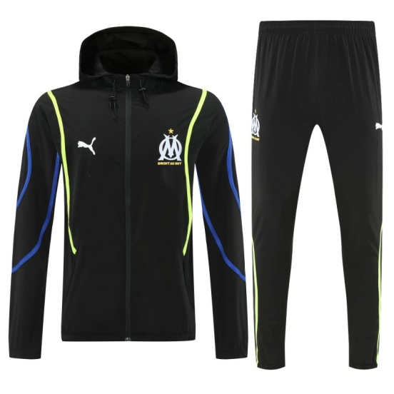 25/26 Olympique Marseille Black Full zipper Jacket Tracksuit+ long pants