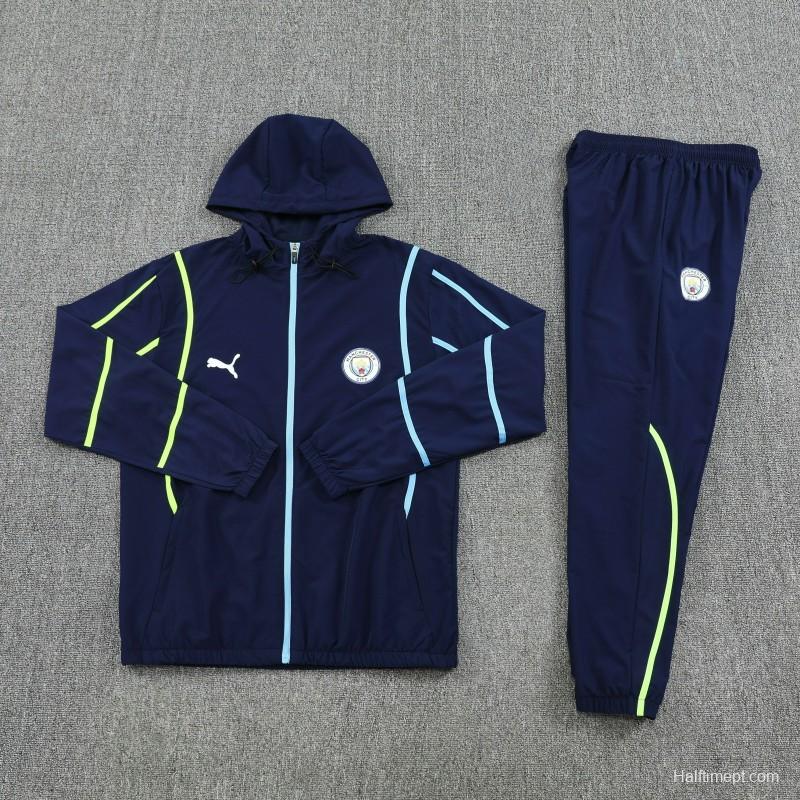 25/26 Manchester City Navy Blue Full zipper Jacket Tracksuit+ long pants