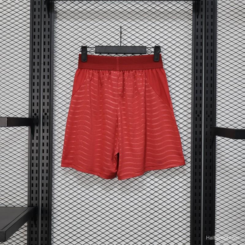 2026 Player Version Portugal Red with Wave Pattern Shorts