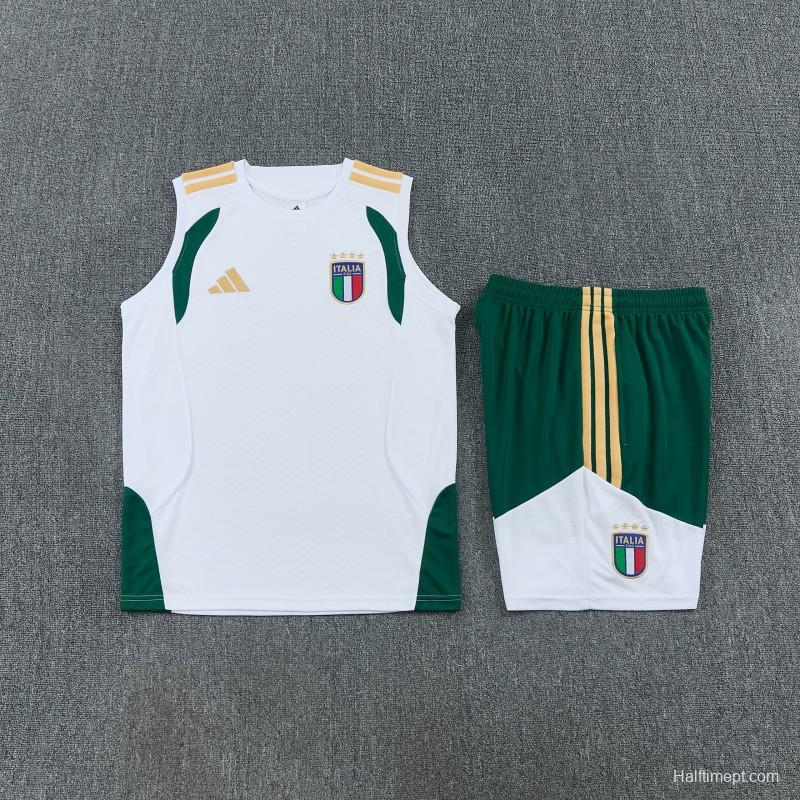 26/27  Italy White Sleeveless Training Vest +Shorts Set