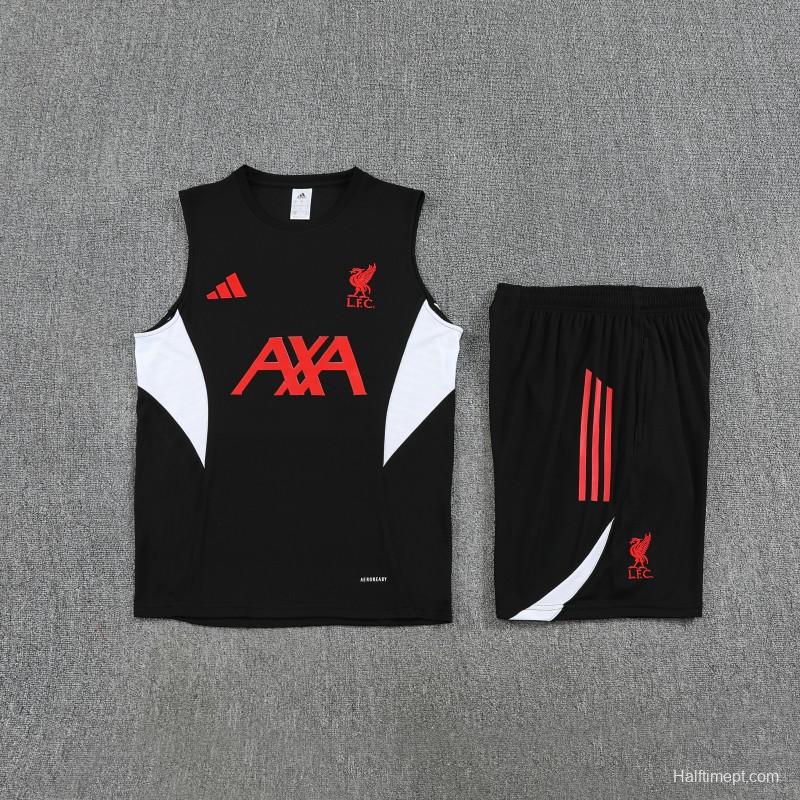 26/27 Liverpool Black Sleeveless Training Vest +Shorts Set