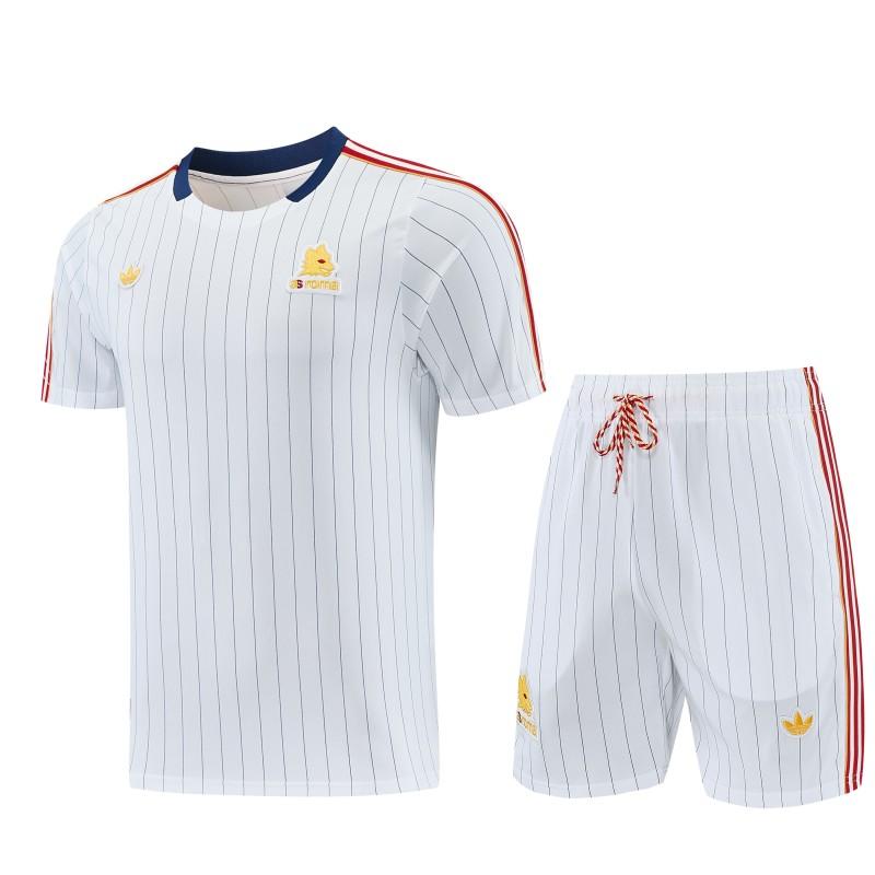 26/27 AS Roma White Short Sleeve+Soccer Shorts