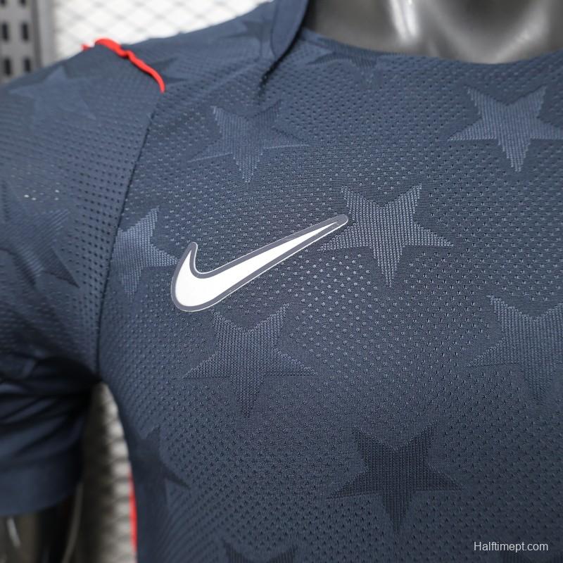 Player Version 2026 USA Navy Blue with All-Over Star Pattern Away Jersey