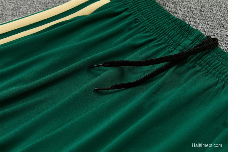 2026 Real Madrid Green & Cream  Half Zipper Jacket Tracksuit + Long Pants