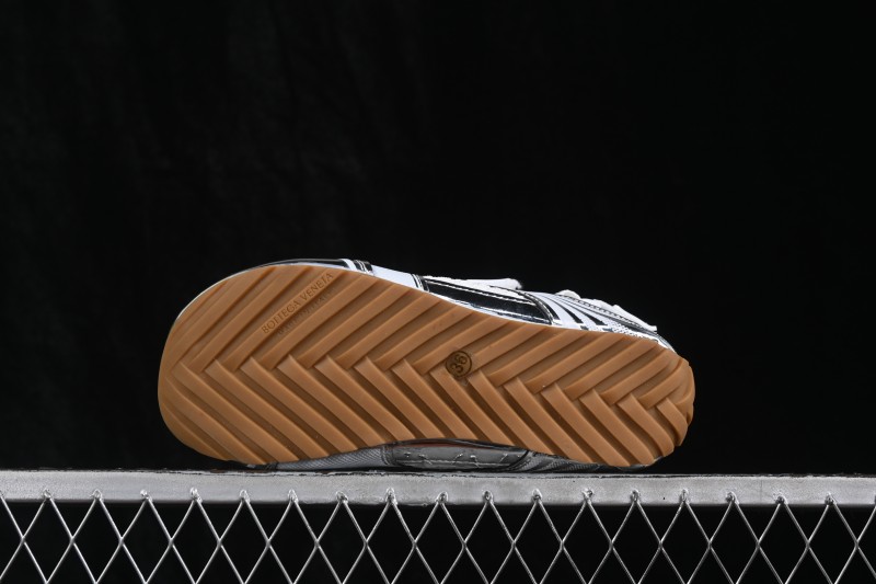 Bottega Veneta Orbit Flash Round-Toe Mary Jane Flat Shoes in Silver White and Fiber White - AJE5