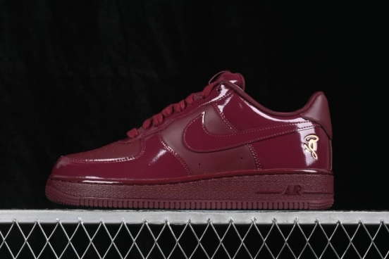 Nike Air Force 1 Low Central Cee Dark Beetroot Casual Sneakers with Patent Leather Upper - IO9970-638