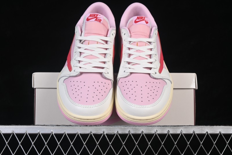 Nike Travis Scott x Air Jordan 1 Low OG Sneakers with Reverse Swoosh Design - IQ7604-101