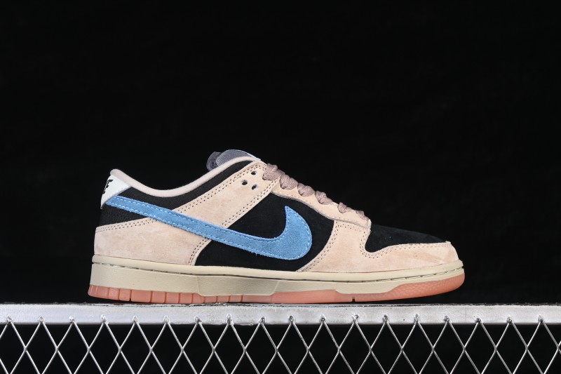 Nike SB Dunk Low Khaki Black Blue Swoosh Low-Top Skateboarding Shoes - HJ0367-200
