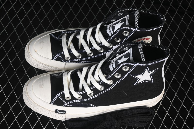Converse Chuck 70 High-Top Canvas Sneakers with Suede Star Accent and Washed Denim Construction - A19147C