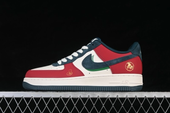 Nike Air Force 1 '07 Low Casual Sneakers with Red Black White Contrasting Colors - HT5088-622