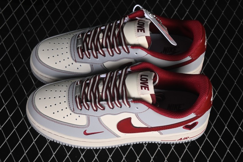 Nike Air Force 1 '07 Low Valentine's Day Limited Edition Smoke Grey with Red Accents Low-Top Casual Skateboarding Shoes - NH0601-540