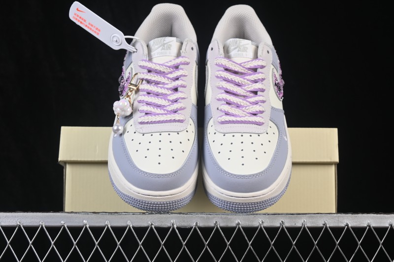 Nike Air Force 1 '07 Low Rose Glitter Hand-Painted Sneakers with Crystal Embellishments - DB3301-212