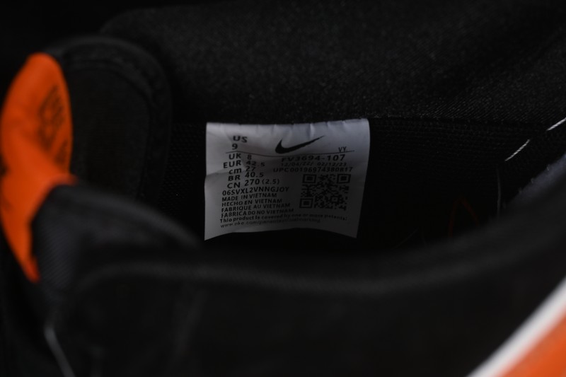 Nike Air Force 1 '07 Low Black and Orange Casual Skateboarding Shoes with Full-Length Air Cushion - FV3694-107