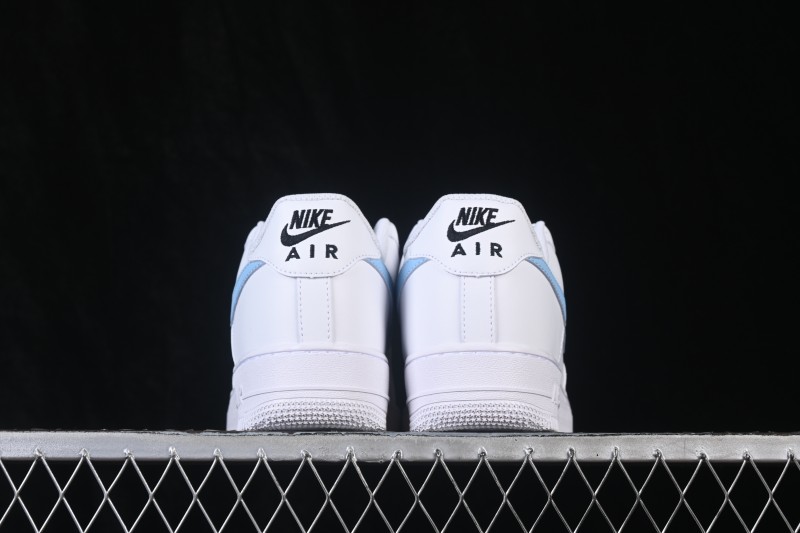 Nike Air Force 1 '07 Low Casual Basketball Shoes with White and Blue Swoosh and Full-Length Air Cushion - ZH0316-121