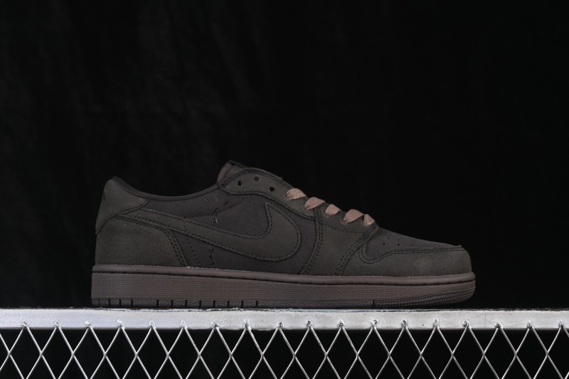 Nike Air Jordan 1 Low OG Travis Scott Reverse Swoosh Premium Leather Sneakers - DM7866-202