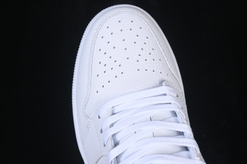 Nike Air Jordan 1 Low Retro Basketball Shoes with All-White Silver Swoosh - IQ9381-100