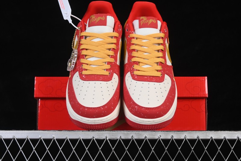 Nike Air Force 1 '07 Low Chinese New Year Limited Edition White Red Gold Splatter Low-Top Casual Skateboarding Shoes - DF0188-131