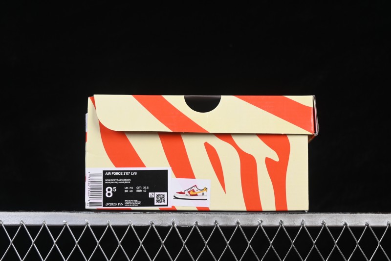 Nike Air Force 1 '07 Low Casual Sneakers with Red White Yellow Color Blocking - JP2026-155