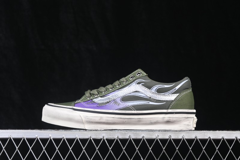 Vans Old Skool Flame Series Low-Top Casual Skate Shoes with Suede and Canvas Upper - VN000D9RGRK