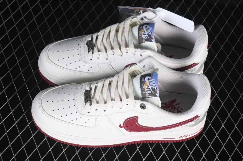 Nike Air Force 1 '07 Low Year of the Horse Limited Edition White Red Retro Basketball Sneakers with Air Cushioning - DD1982-348