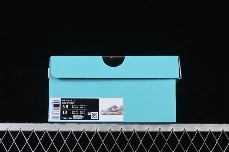 Nike Air Force 1 '07 Low Casual Sneakers with Gray-Pink Lucky Charm Design - YD2425-880