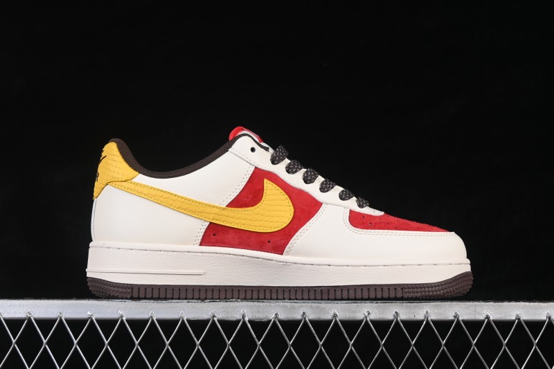 Nike Air Force 1 '07 Low Casual Sneakers with Red White Yellow Color Blocking - JP2026-155