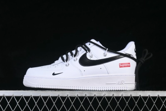 Nike Air Force 1 '07 Low Classic Casual Sneakers with Contrast Swoosh and Box Logo Heel - UP1668-595