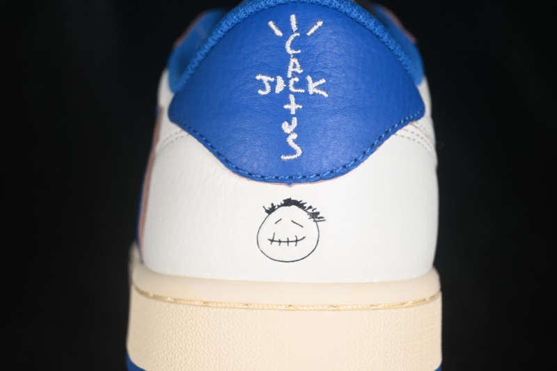Nike Travis Scott x Air Jordan 1 Low OG Retro Sneakers with Reverse Swoosh Design - DM7866-104