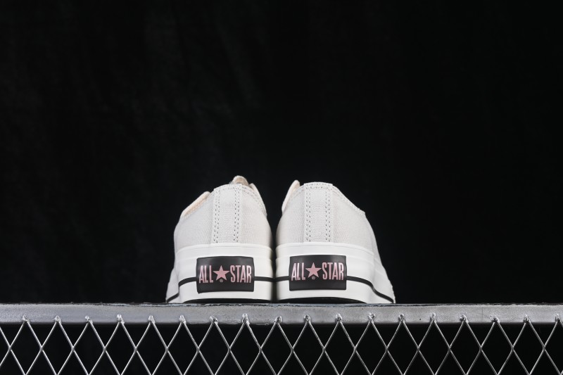 Converse All Star Platform Low-Top Casual Skate Shoes in Pure White with Chunky Sole - 5SE970